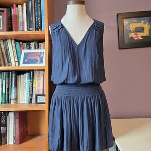 Ramy Brook Perry Mini Dress blouson drop waisted smocking gathered v-neck Small
